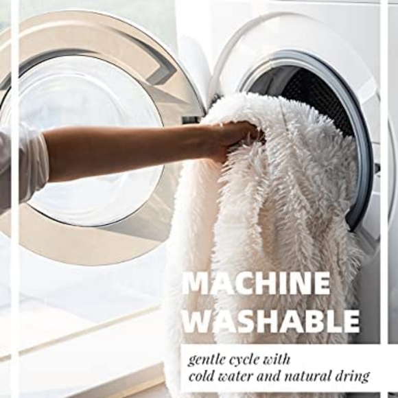 Throw Blankets for Bed,Solid White Fluffy Blanket - Picture 3 of 3